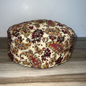 Vintage Leslie James Hat Women’s Y2K Hand Beaded Floral Paisley Grandmacore